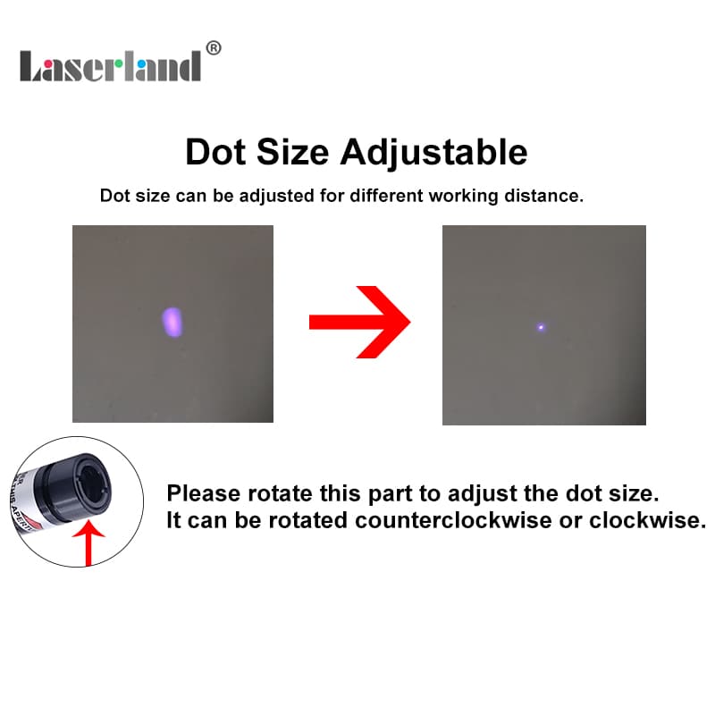 12mm 405nm 20mW Violet Blue Dot Laser Module Focusable (USB) - Image 6