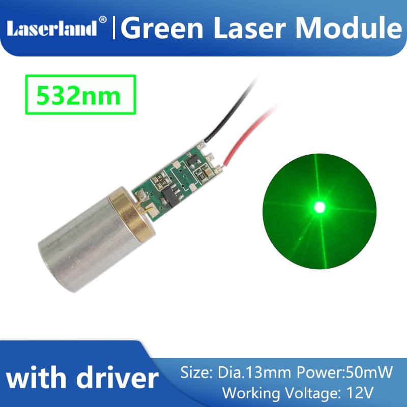 13mm 532nm 50mW 12V Green Dot Laser Diode Module with Driver Stage Lighting