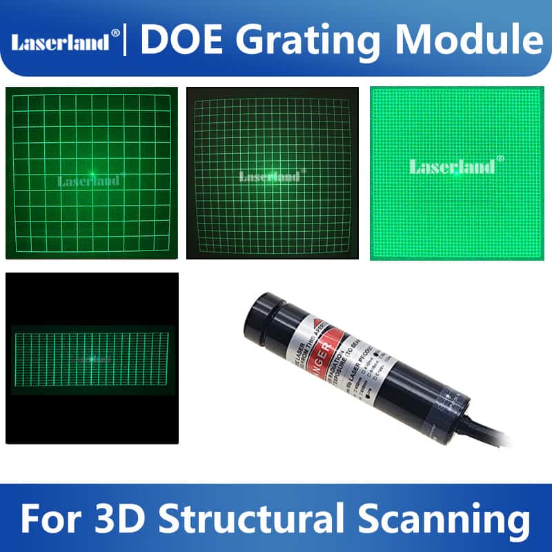 520nm Green Light Source DOE Grid Matrix Grating Laser Module 3D Structural Scanner Scanning