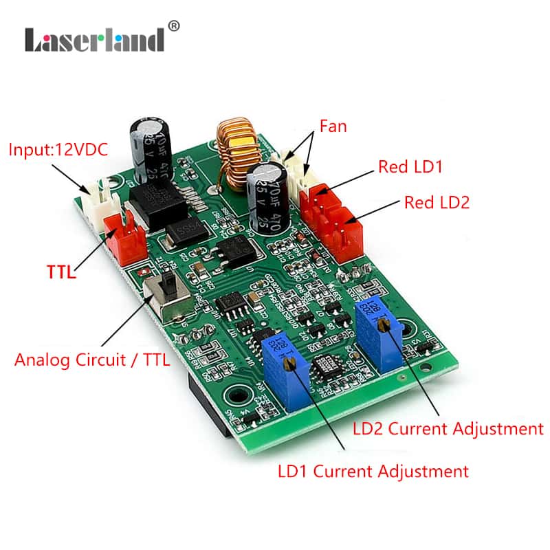 Constant Power Laser Diode Driver Board High Power Red Laser PCB Circuit Board Drive with TTL / Analog Circuit - Image 2